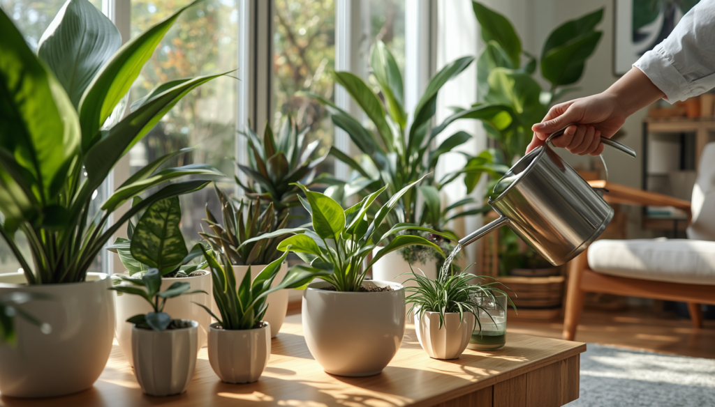 how to water indoor plants